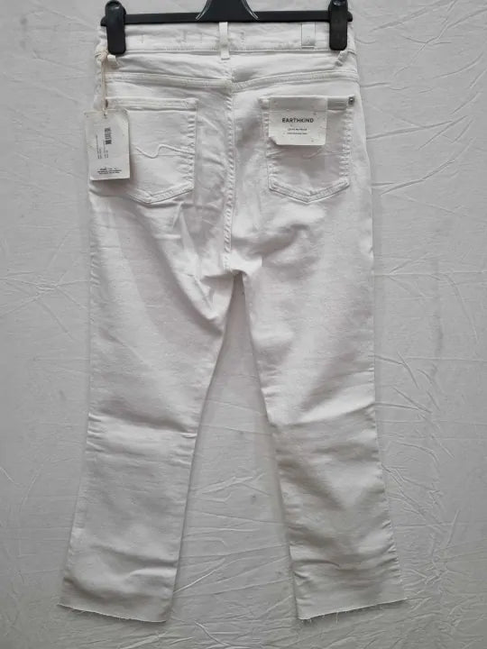 7 For All Mankind Cream Slim Kick Stretch Jeans Size: 29
