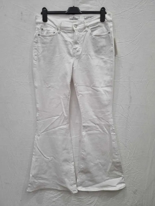 7 For All Mankind White Wide Leg Stretch Jeans Size: 31
