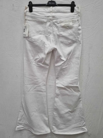 7 For All Mankind White Wide Leg Stretch Jeans Size: 31