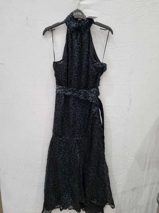 Mango Black Halter Velvet Dress Size: Medium