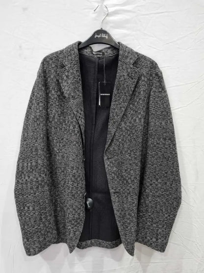 Emporio Armani Grey Textured Wool Blend Blazer Size: 52 R