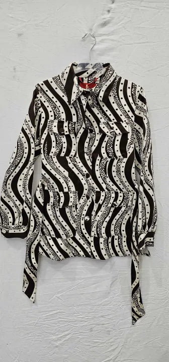 Max&Co. - Black/White Mopti Pattern Jacket - Brown Size: Uk 12