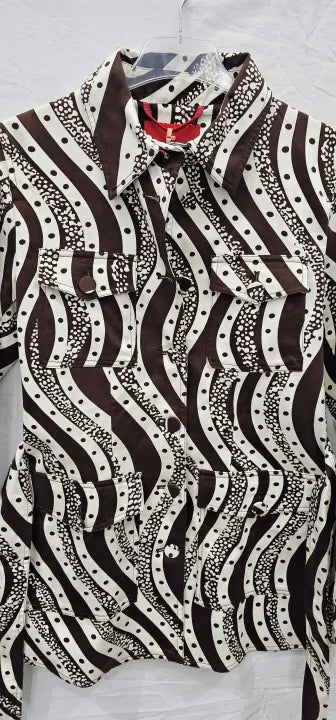 Max&Co. - Black/White Mopti Pattern Jacket - Brown Size: Uk 12
