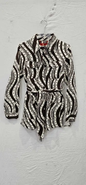 Max&Co. - Black/White Mopti Pattern Jacket - Brown Size: Uk 12