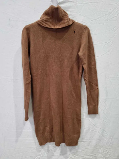 Soft Cashmere Tan Roll Neck Cashmere Blend Dress Size: One Size