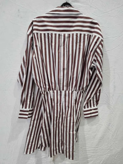 Victoria Beckham Brown Cotton Wrap Shirt Dress Size: 4