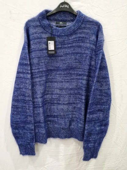 7 For All Mankind Dark Blue Crew Neck Cashmere Blend Jumper Size: Large