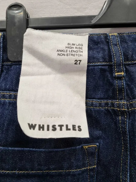Whistles Dark Denim Authentic Slim Fray Jean Size: 27