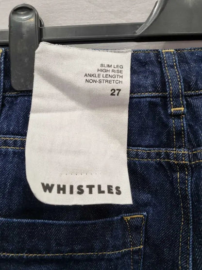Whistles Dark Denim Authentic Slim Fray Jean Size: 27
