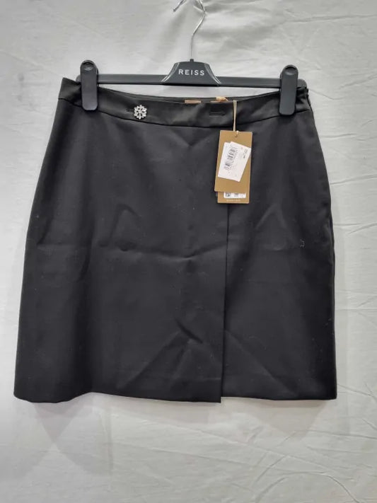 Boss - Black Vittora Wool Mini Skirt Size: Uk 10