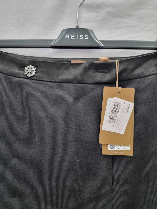 Boss - Black Vittora Wool Mini Skirt Size: Uk 10