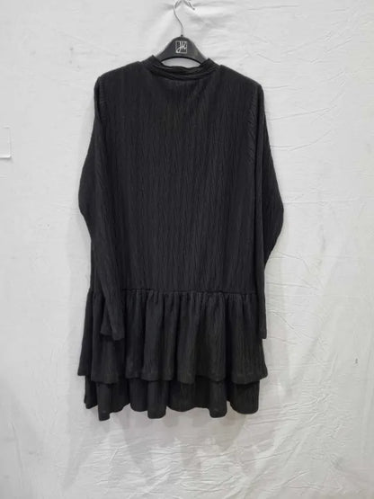 Mint Velvet Black Crinkle Mini Dress Size: Large