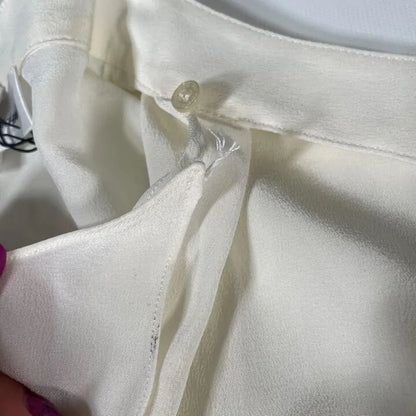 Victoria Beckham-1423Wtp004967A Vanilla-8-Cream-Cream Scarf Neck Silk Blouse Size: Uk 8