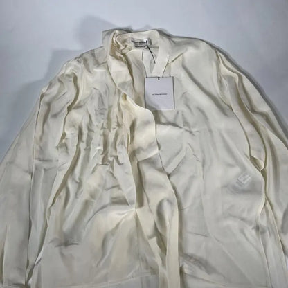 Victoria Beckham-1423Wtp004967A Vanilla-8-Cream-Cream Scarf Neck Silk Blouse Size: Uk 8
