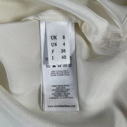 Victoria Beckham-1423Wtp004967A Vanilla-8-Cream-Cream Scarf Neck Silk Blouse Size: Uk 8