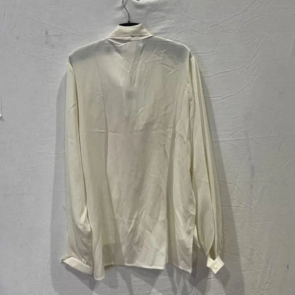Victoria Beckham-1423Wtp004967A Vanilla-8-Cream-Cream Scarf Neck Silk Blouse Size: Uk 8