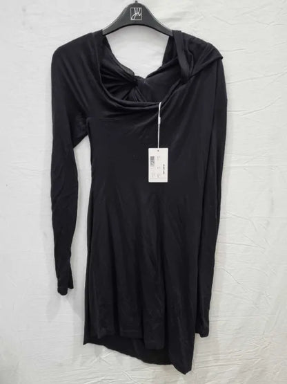 Helmut Lang - Black Twist One Shoulder Mini Dress Size: Medium