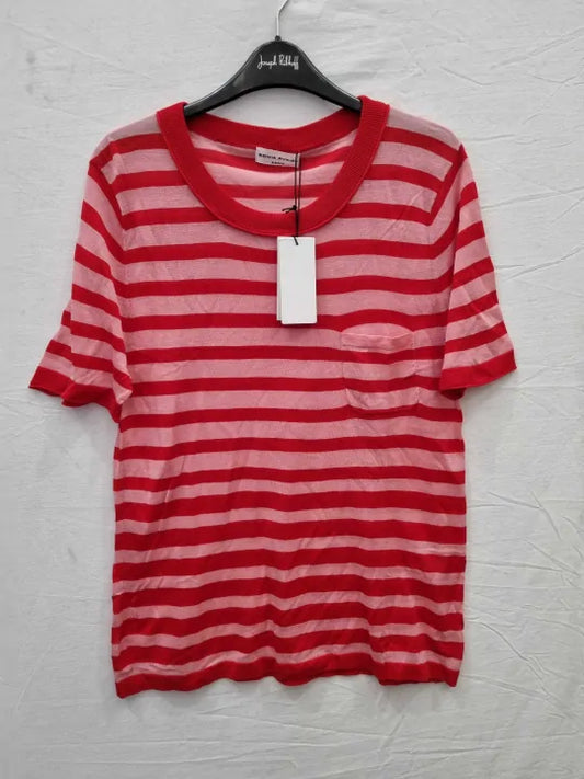 Sonia Rykiel - Red / Pink Striped Cotton T-Shirt Size: M