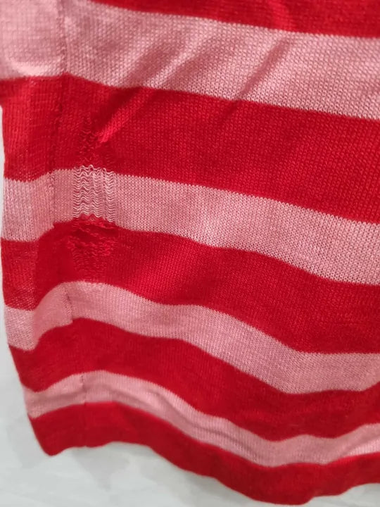 Sonia Rykiel - Red / Pink Striped Cotton T-Shirt Size: M