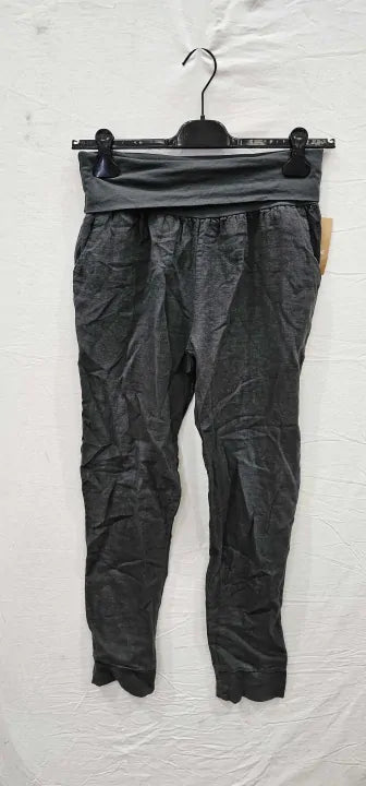 Charcoal Slim Fit Linen Trousers - Grey Size: Size M/L