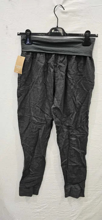 Charcoal Slim Fit Linen Trousers - Grey Size: Size M/L