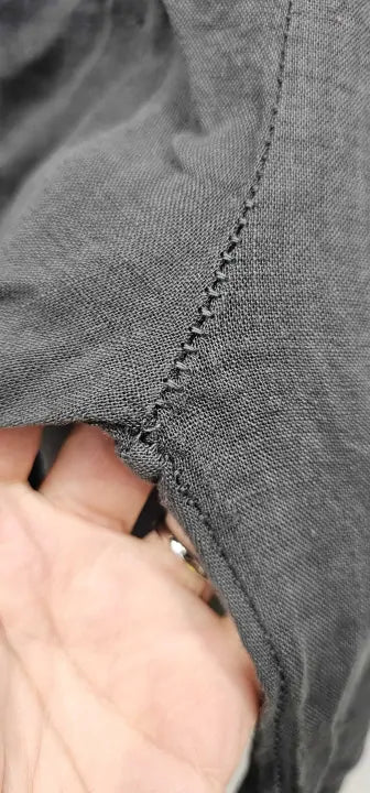 Charcoal Slim Fit Linen Trousers - Grey Size: Size M/L