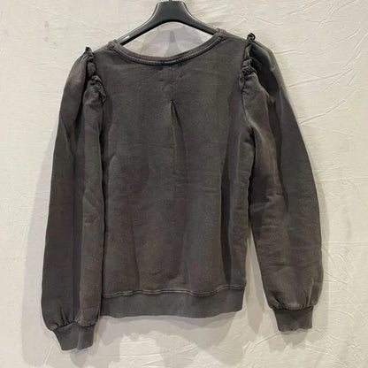 Hush-Xs- Emilia Ruffle Sweatshirt - Dark Slate Size: Xs