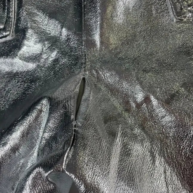 Mango- Silver Metallic Straight Leg Trousers Size: Uk 12/Eu 40