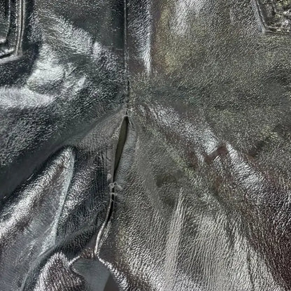 Mango- Silver Metallic Straight Leg Trousers Size: Uk 12/Eu 40