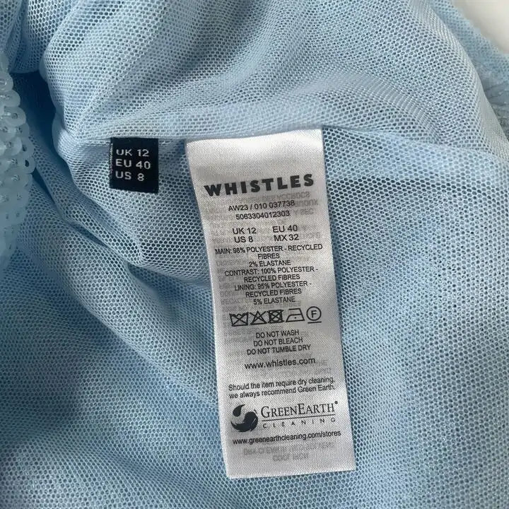 Whistles- Pale Blue Sequin Minimal Tunic Top Size: Uk 12
