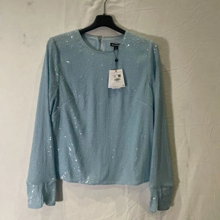 Whistles- Pale Blue Sequin Minimal Tunic Top Size: Uk 12