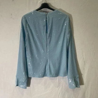 Whistles- Pale Blue Sequin Minimal Tunic Top Size: Uk 12