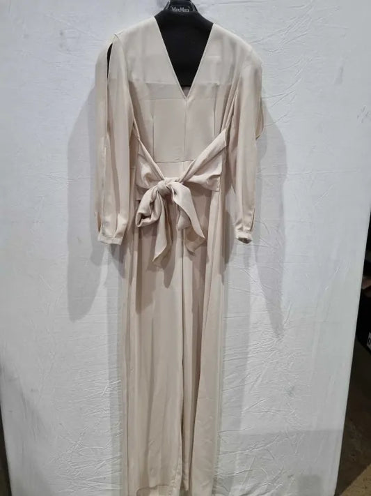 Max&Co. Nunzio - Beige Matte Satin-Backed Jumpsuit Size: Uk 6