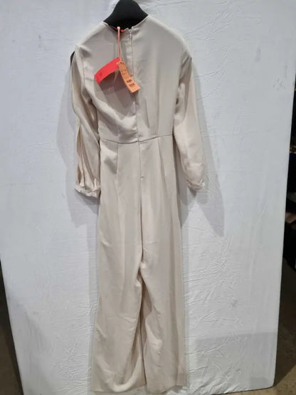 Max&Co. Nunzio - Beige Matte Satin-Backed Jumpsuit Size: Uk 6