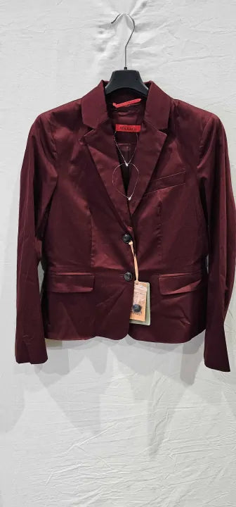 Burgundy Procura Cotton Blazer Size: UK 10