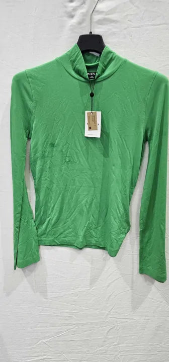 Green Wide Sleeve High Neck Top Size: Uk 8