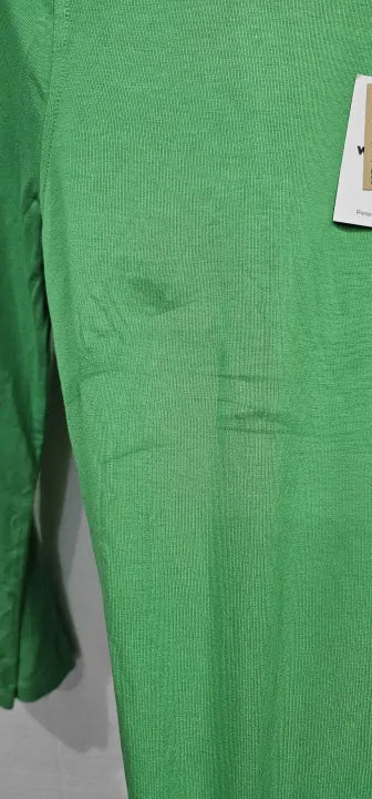 Green Wide Sleeve High Neck Top Size: Uk 8
