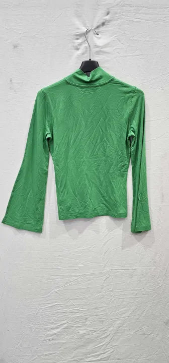 Green Wide Sleeve High Neck Top Size: Uk 8