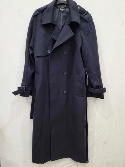 Whistles Navy Sabine Wool Mac Size: Uk 14