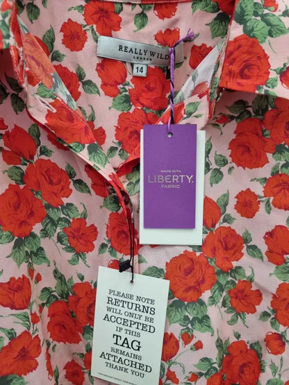 Really Wild - Pink Elle Liberty Shirt Dress Size: Uk 14