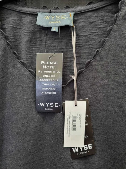 Wyse - Black Elyna Ric Rac 3/4 Sleeve Tee Size: 3
