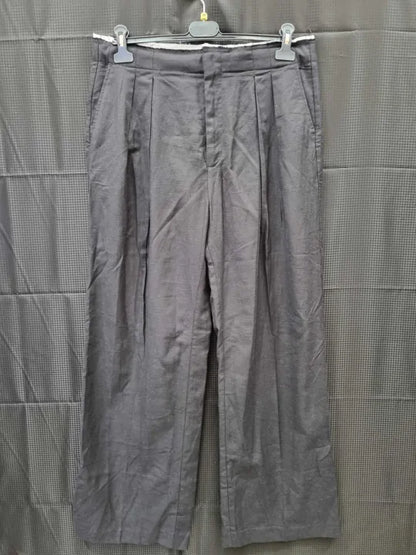 Mango Black Linen Blend Trousers Size: 42