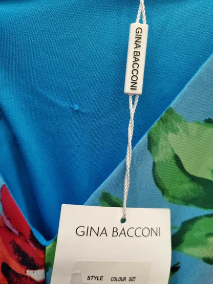 Gina Bacconi - Blue/Multi Jennifer Printed Twist Bodice Maxi Dress  Size: Uk 10