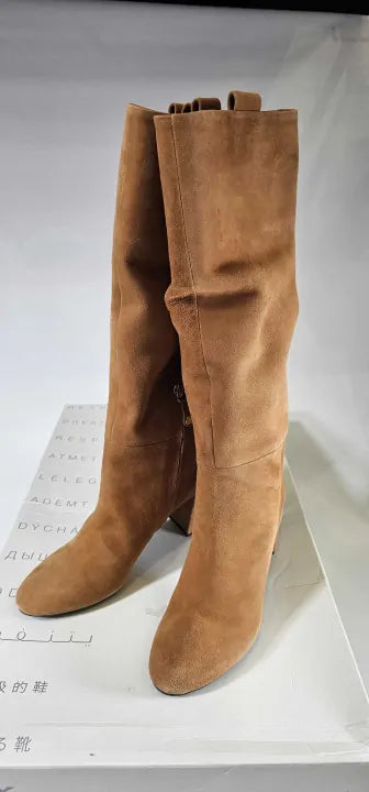 Brown Suede Pheby 80 Long Boots - Brown Size: 4