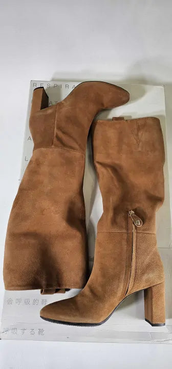 Brown Suede Pheby 80 Long Boots - Brown Size: 4