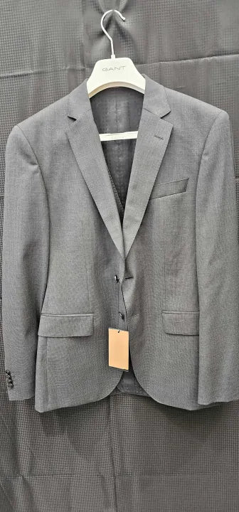 Boss , 38 , Grey-Dark Grey Huge 2 Piece Wool Suit-Grey Size: 38
