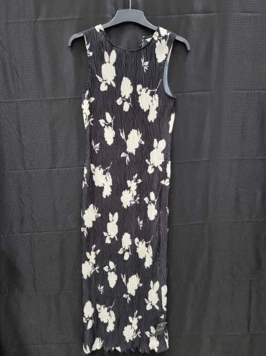Ro&Zo Mono Floral Print Plisse Tube Dress Size: Uk 14