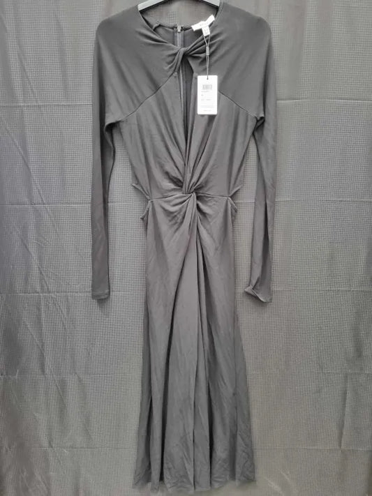 Reiss Black Faye Twist Front Midi Dress Size: Uk 10