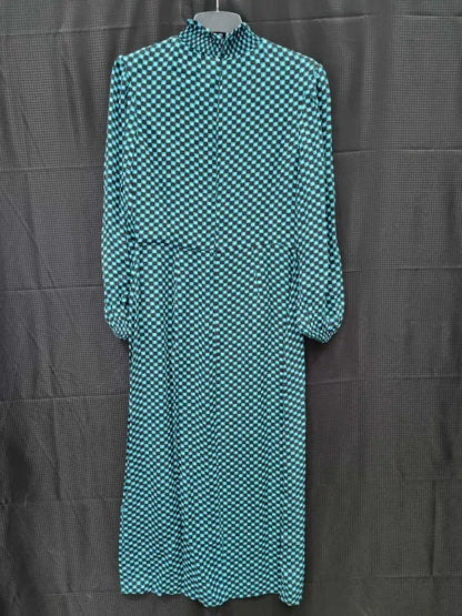 Whistles Blue Star Check Print Midi Dress Size: Uk 10