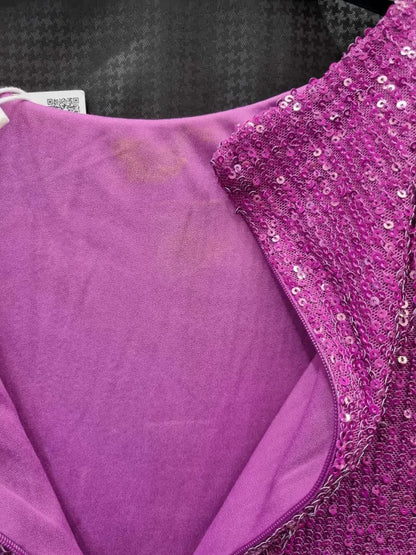 Mango - Purple Sequin Mini Dress Size: Xsmall